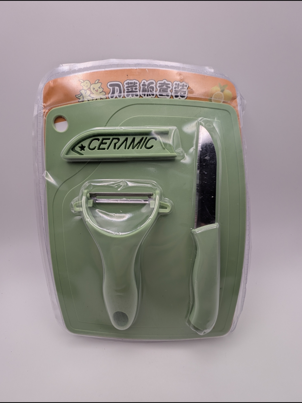 Ceramic Peeler & Knife Set - Sage Green